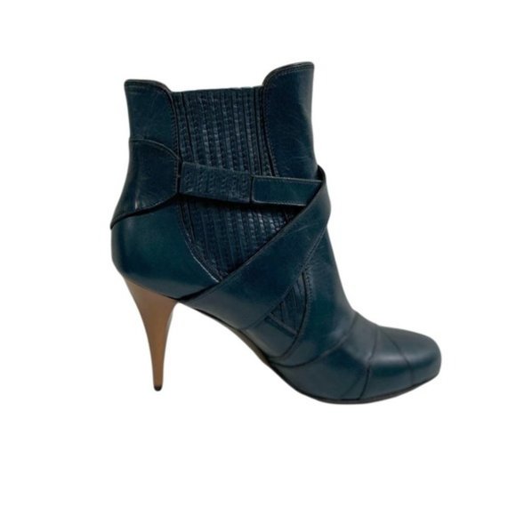 COPY - Miu Miu Capretto Stitch Teal Petrolio Ankle Booties - Picture 3 of 6